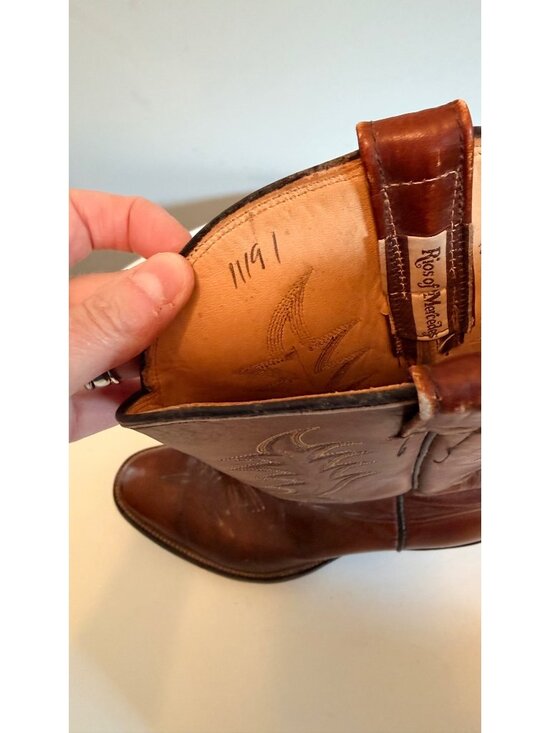 Vintage Rios of Mercedes Brown Leather Cowboy Boots Men’s Size 10 D USA Made main image 11